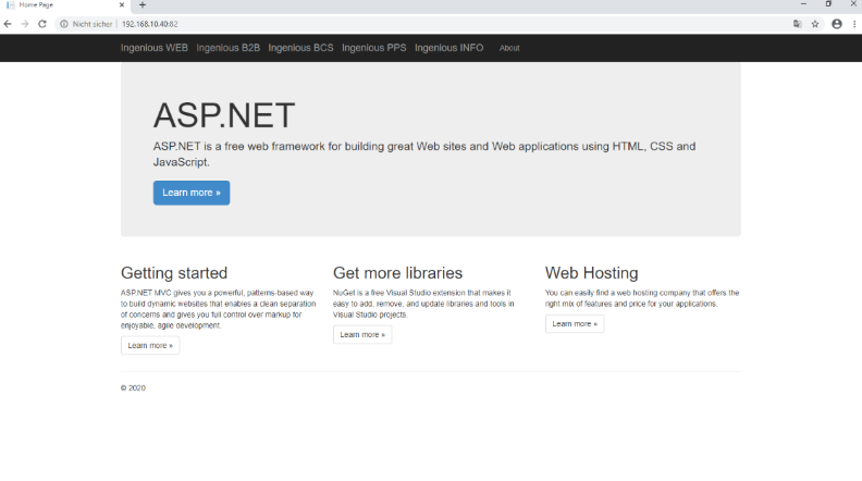 Start page of the ingenious web modules
